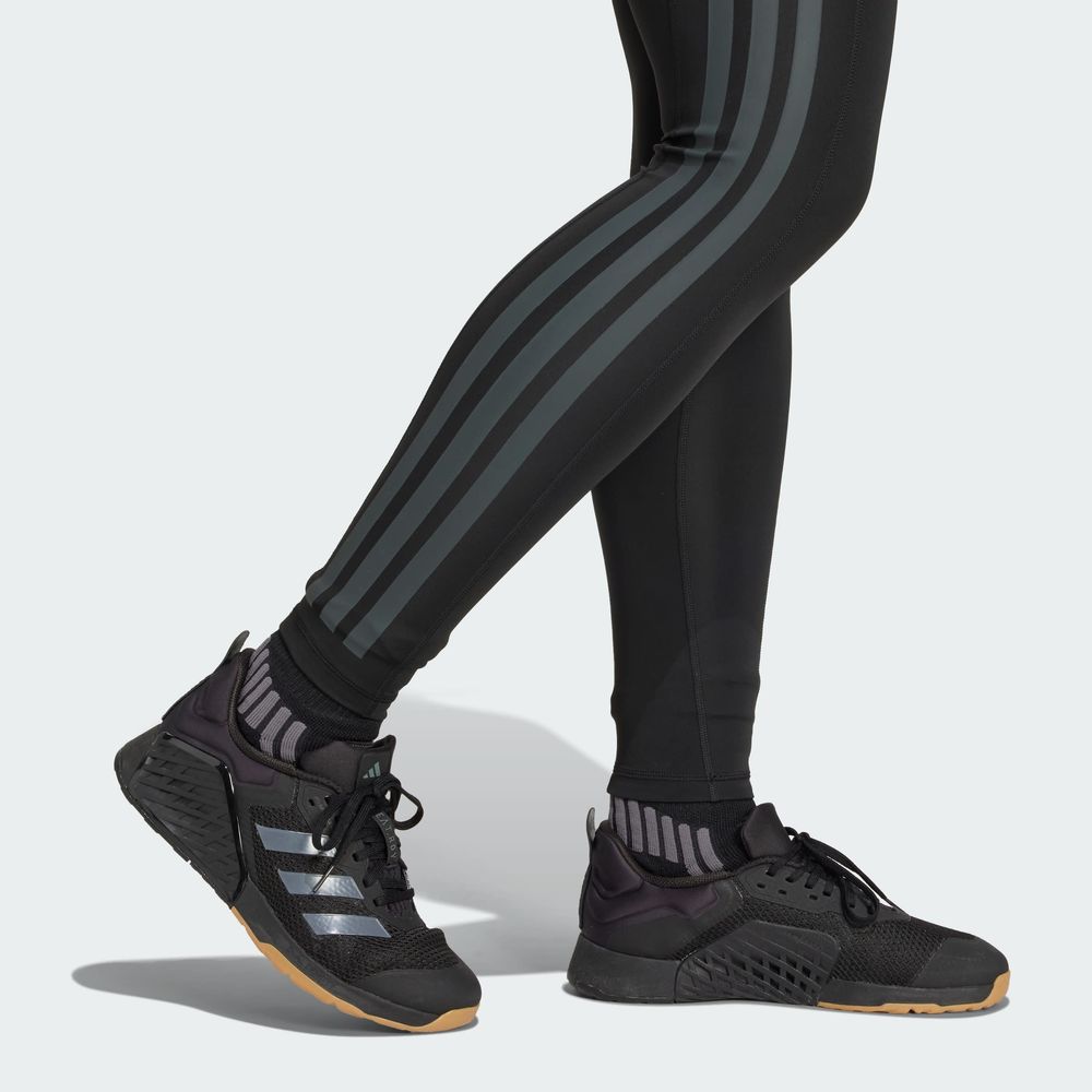 Foto 9 pulgar | Mallas Optime 3 Franjas Largo Completo Corte Alto Adidas Negras para Mujer