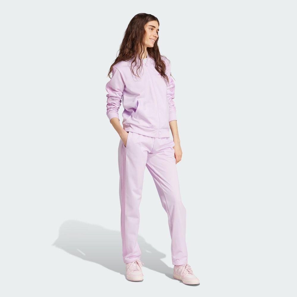 Foto 4 pulgar | Conjunto Deportivo Essentials 3 Rayas Adidas Violeta Mujer