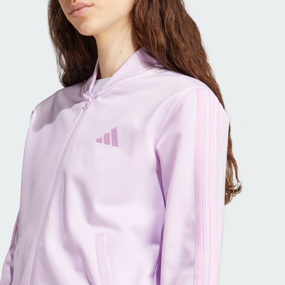 Foto 5 pulgar | Conjunto Deportivo Essentials 3 Rayas Adidas Violeta Mujer