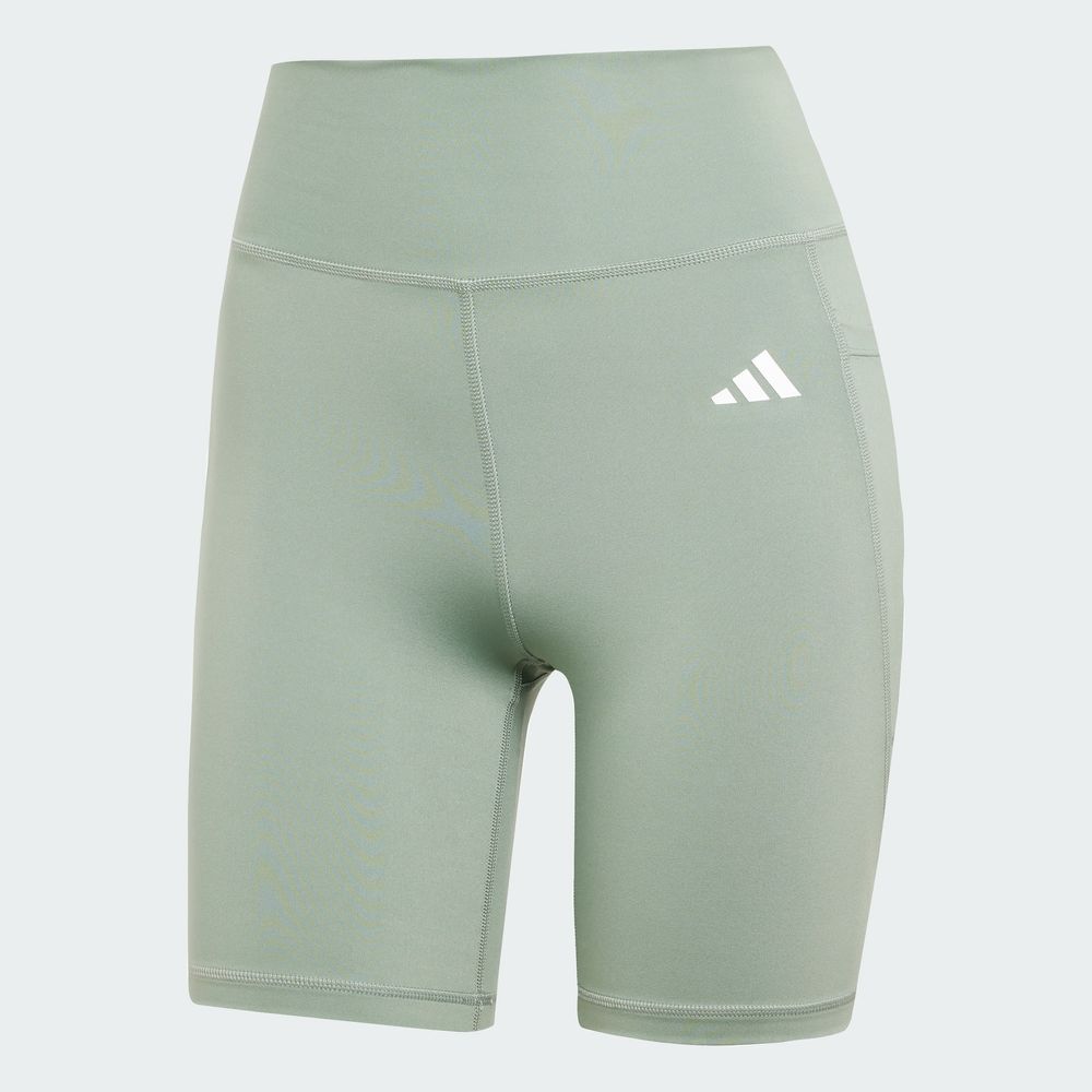 Foto 3 | Mallas Cortas Optime Essentials Stash Pocket 7 Pulgadas Adidas Verde Mujer