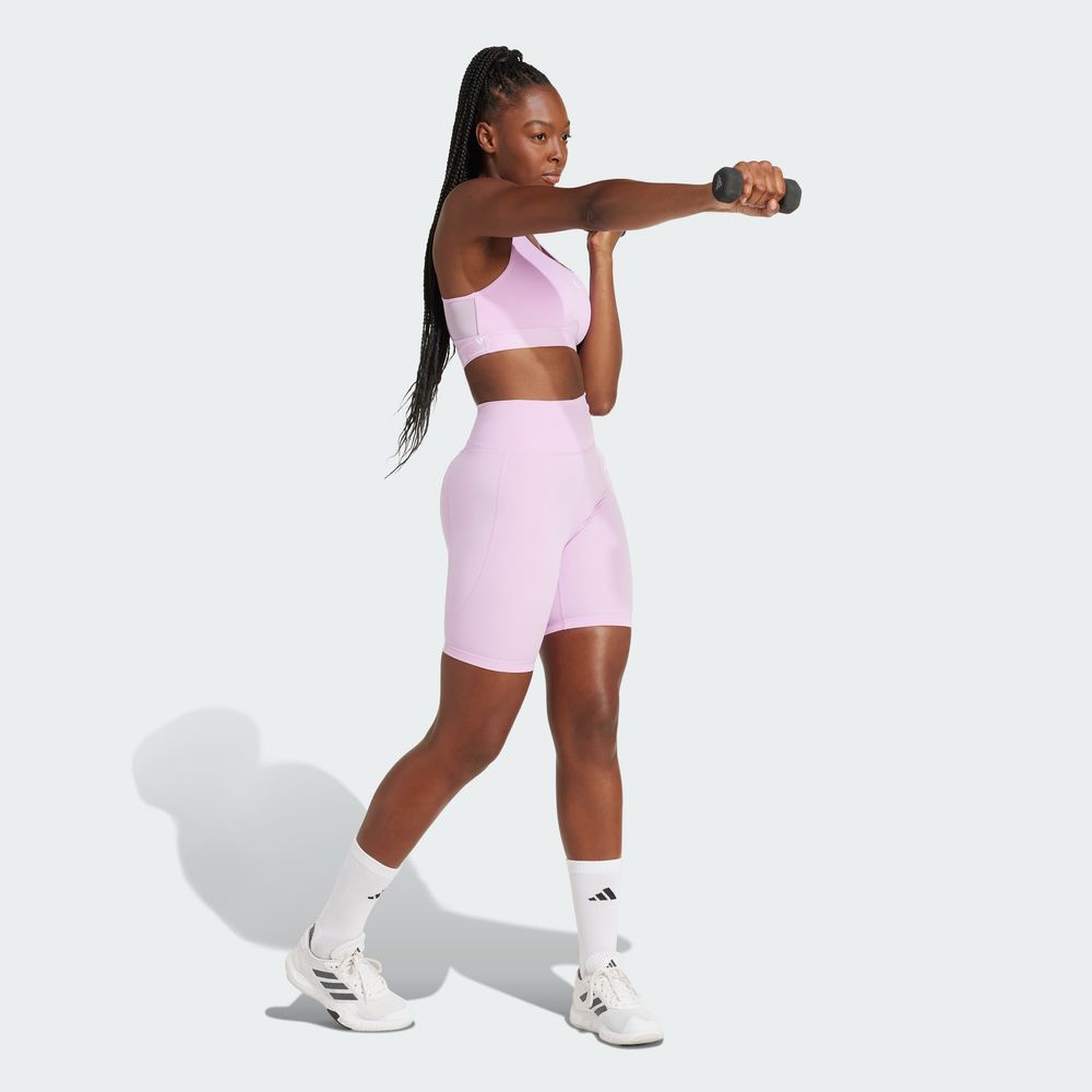 Mallas Cortas Optime Essentials Stash Pocket 7 Pulgadas Adidas Violeta Mujer