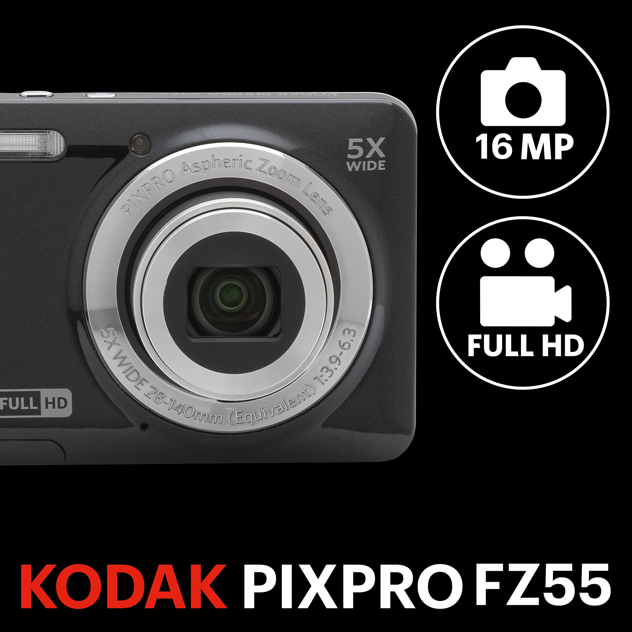 Foto 3 pulgar | Cámara Digital Kodak Pixpro Fz55-bk 16mp Cmos 5x Zoom 1080p - Venta Internacional.