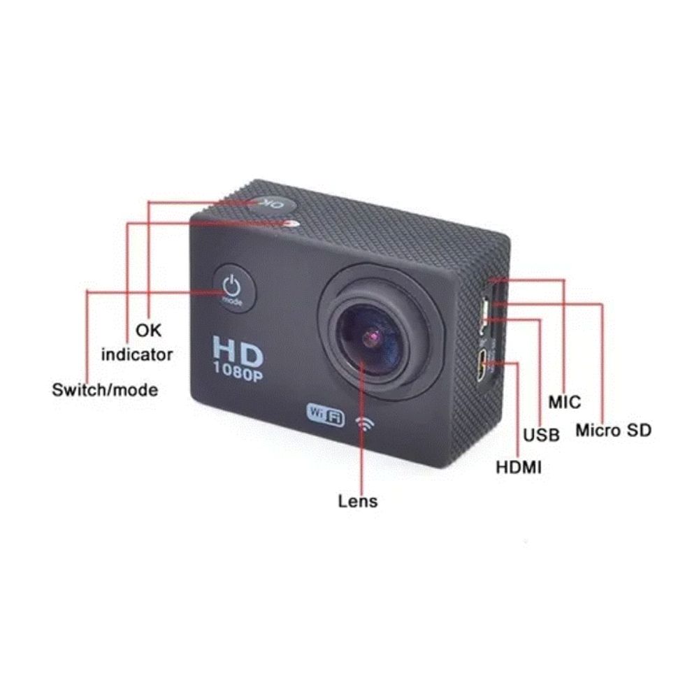 Foto 4 | Aktion Cámara Deportiva Hd 1080p Wifi Sumergible - Negro