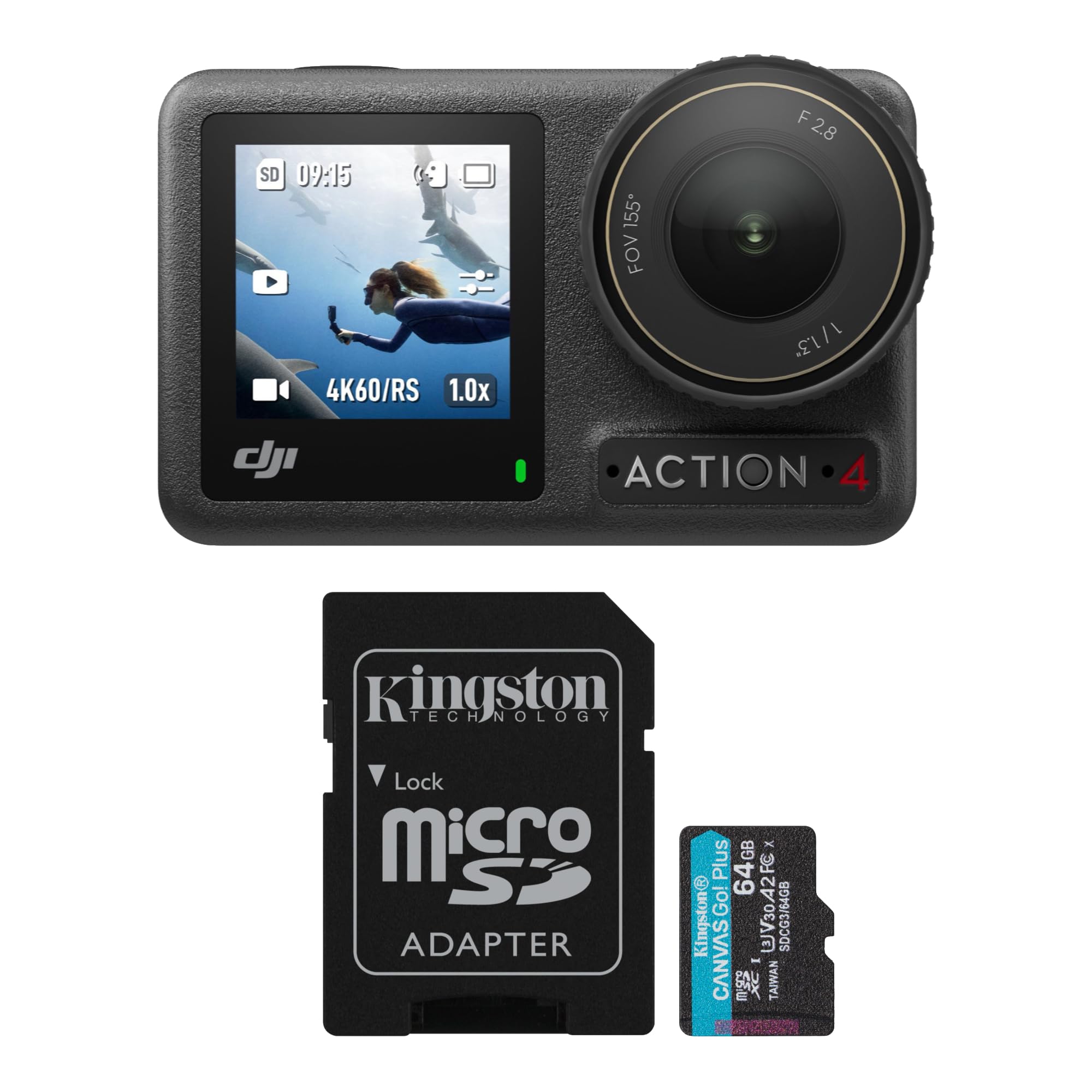 Foto 2 pulgar | Paquete Combinado Estándar De Cámara Dji Osmo Action 4 Con Microsd De 64 Gb - Venta Internacional.