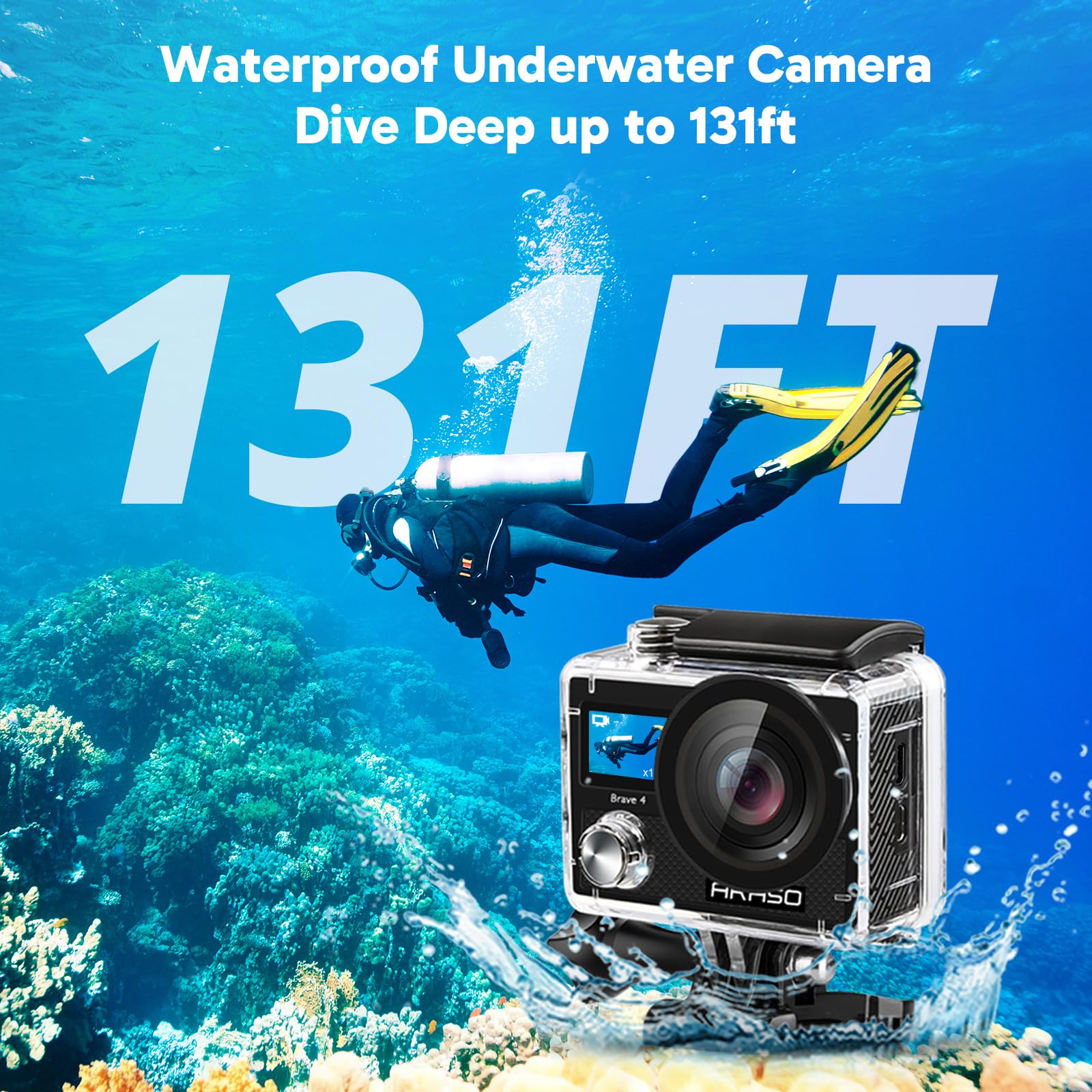 Foto 5 pulgar | Cámara De Acción Akaso Brave 4 4k, 30 Fps, 20 Mp, Wifi Con Eis, 40 M, Resistente Al Agua - Venta Internacional.