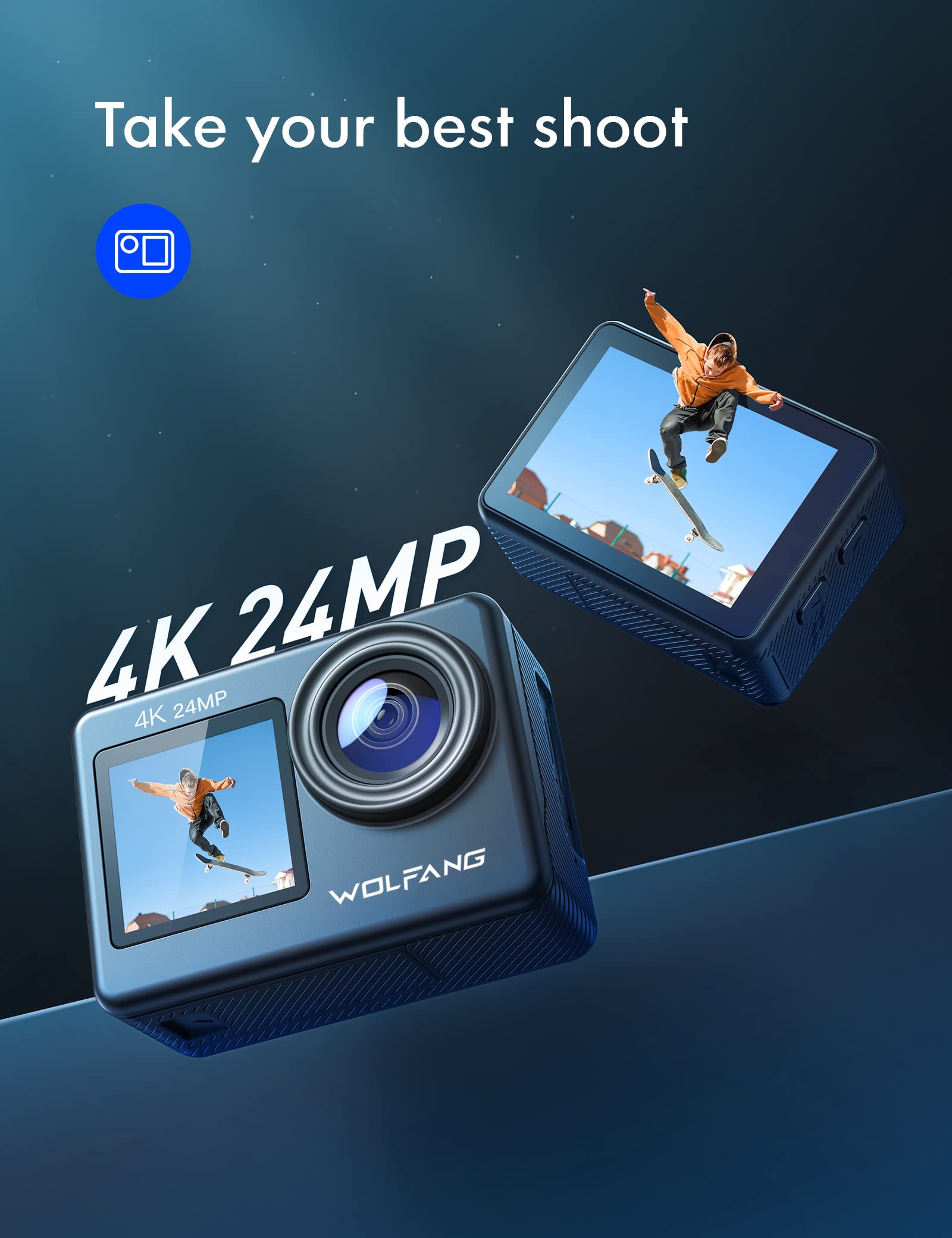 Foto 2 | Cámara De Acción Wolfang Ga200, 24 Mp, 4k, 40 M, Impermeable, Para Esnórquel - Venta Internacional.