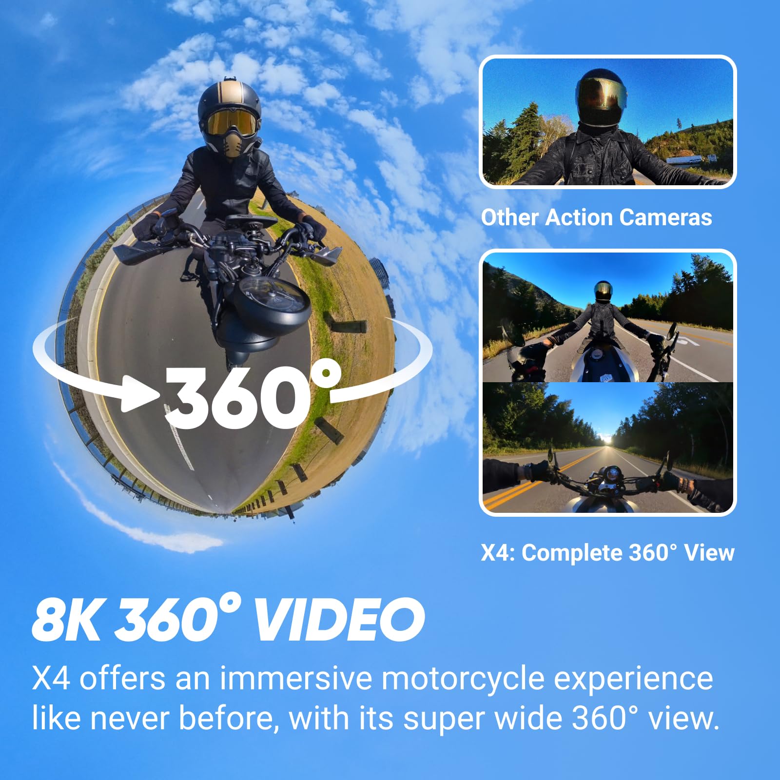 Foto 2 | Paquete De Manillar De Motocicleta Action Camera Insta360 X4 8k 360 - Venta Internacional.