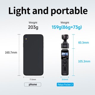 Foto 5 | Cámara De Acción Estabilizada Gimbal Feiyutech Pocket 3 4k 60 Fps - Venta Internacional.