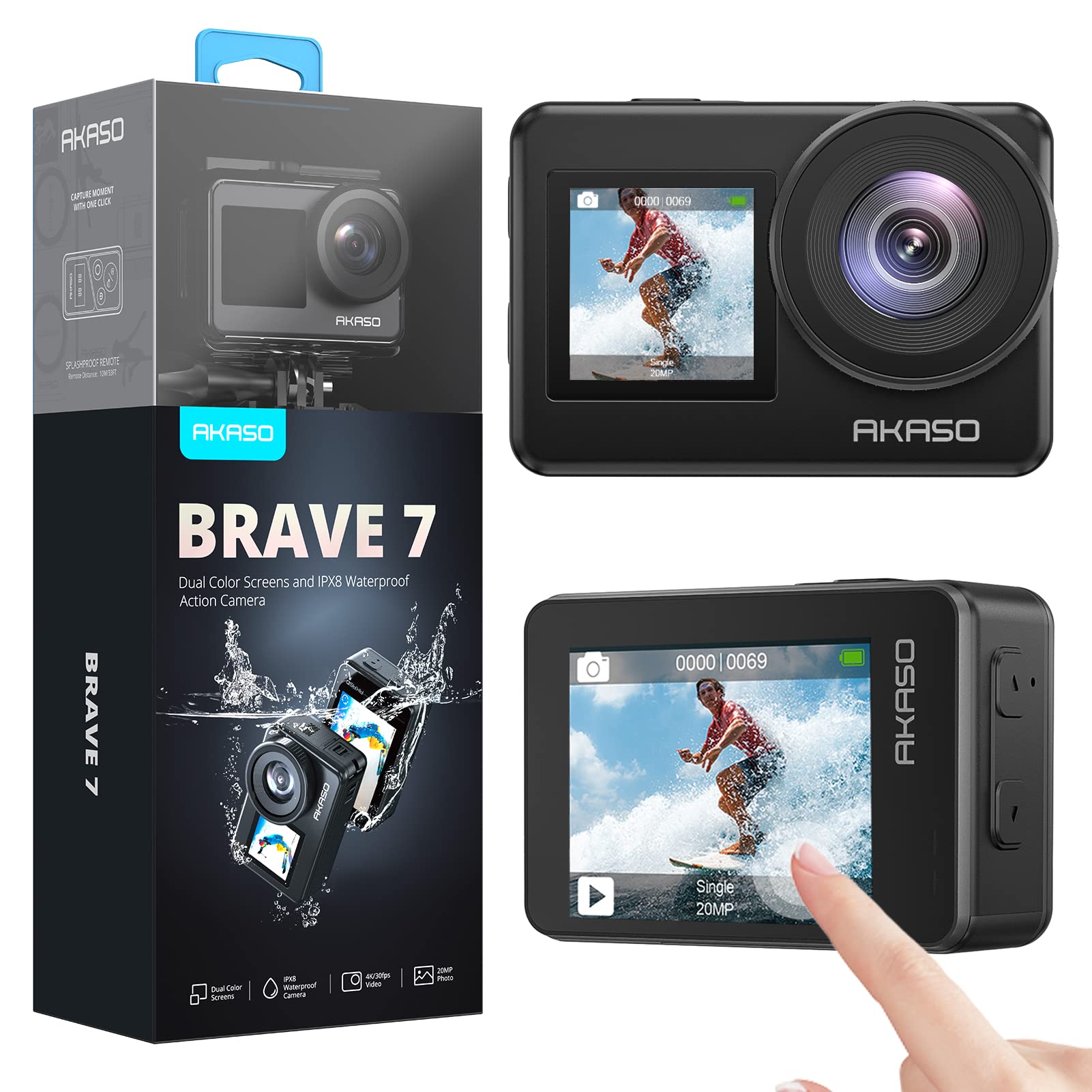 Foto 1 | Cámara De Acción Akaso Brave 7 4k  30 Fps  20 Mp  Wifi Ipx8  10 M  Resistente Al Agua - Venta Internacional.