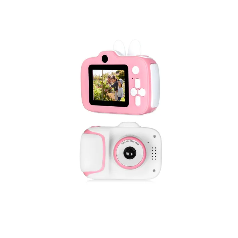 Cámara Digital Infantil Malubero 1080p Tarjeta SD de 32 Gb Diseño Conejo color Rosa