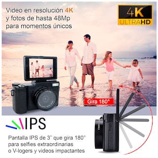 Foto 2 | Cámara Digital Vak R5 3'' LCD 48 MP Zoom Óptico 4K