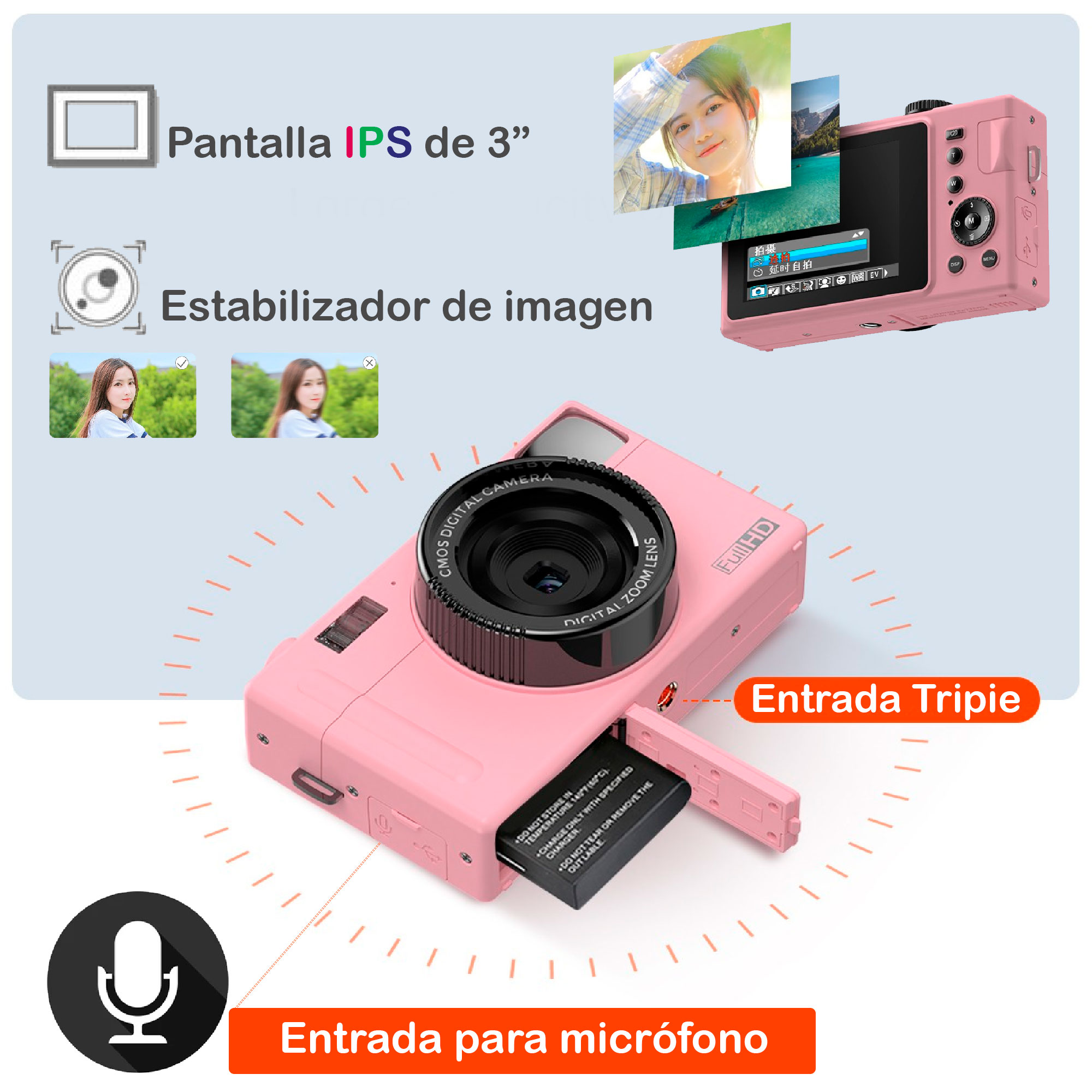 Foto 4 pulgar | Cámara Digital Vak Cdr1 Lcd 3" 24mp Video Efectos Pc