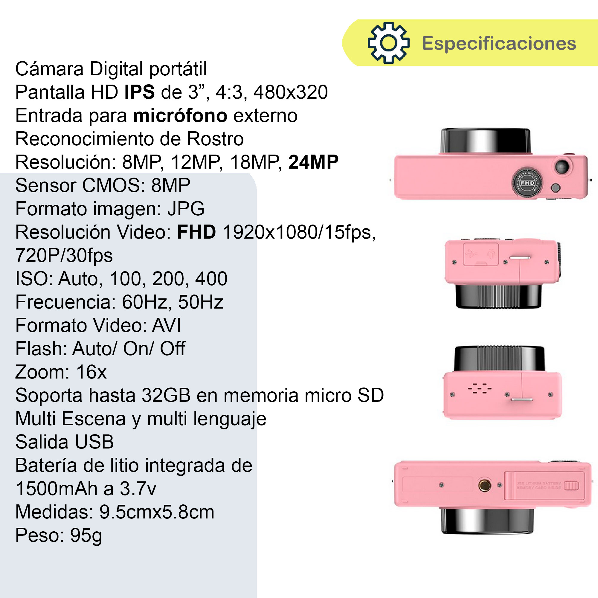 Foto 6 pulgar | Cámara Digital Vak Cdr1 Lcd 3" 24mp Video Efectos Pc