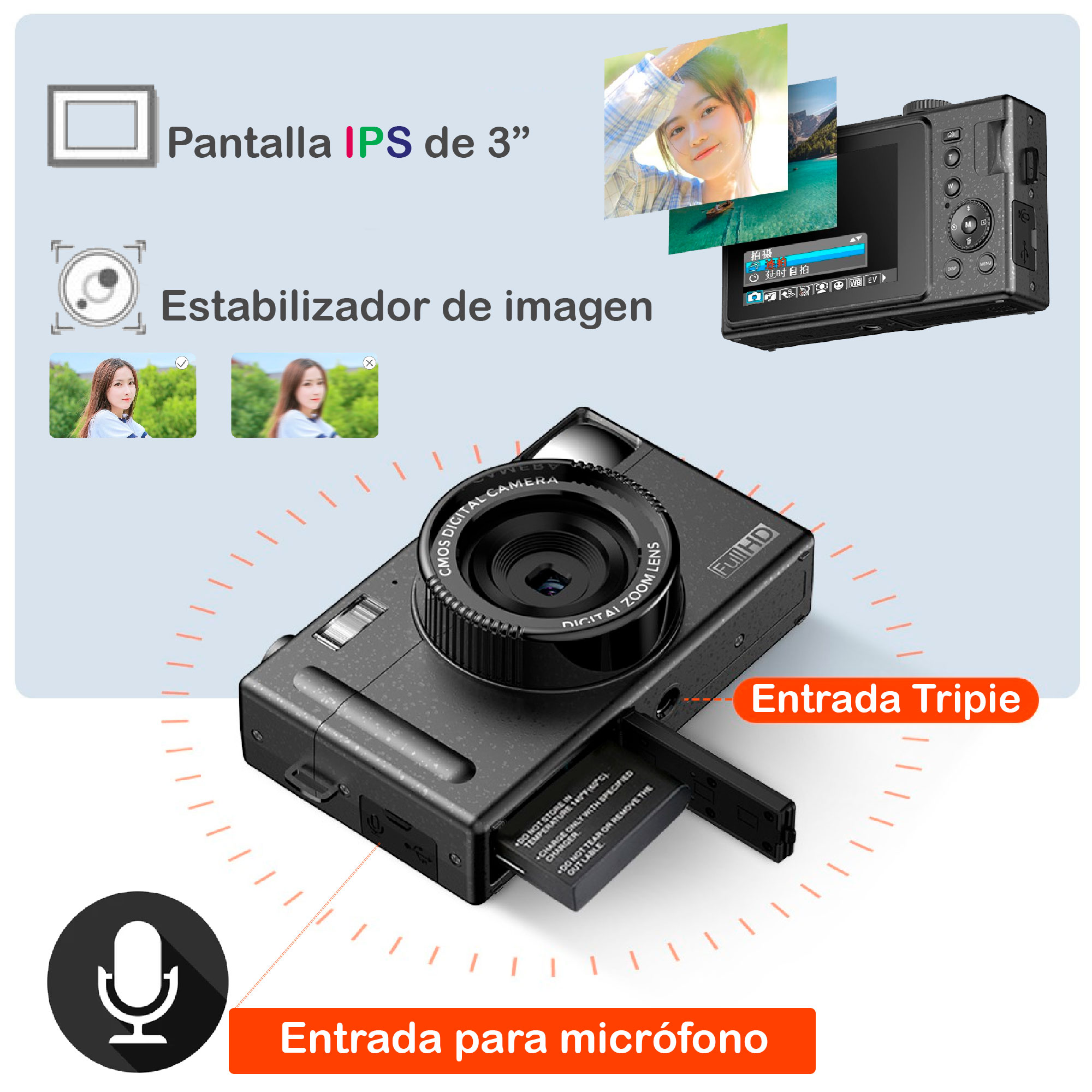 Foto 4 pulgar | Cámara Digital Vak Cdr1 Lcd 3' 24mp Video Efectos Pc