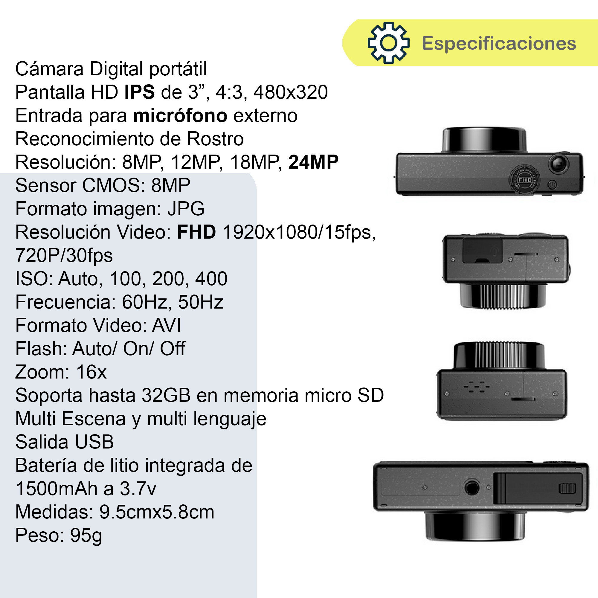 Foto 6 pulgar | Cámara Digital Vak Cdr1 Lcd 3' 24mp Video Efectos Pc