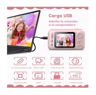 Foto 3 | Cámara Fotográfica Mini Digital Infantil Belug color Rosa