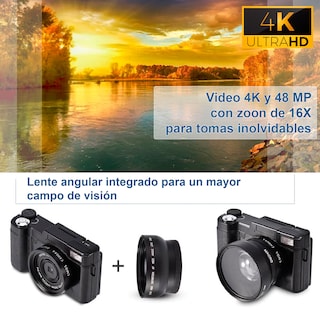 Foto 2 | Camara Digital Vak P01 Lcd 3' 48mp 4k Tripie Control Microfono