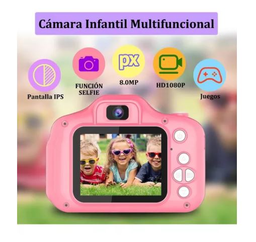 Foto 3 pulgar | Cámara Digital Infantil De Uso Rudo Hd 1080p Rosa