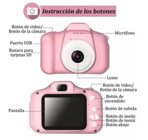 Foto 4 pulgar | Cámara Digital Infantil De Uso Rudo Hd 1080p Rosa