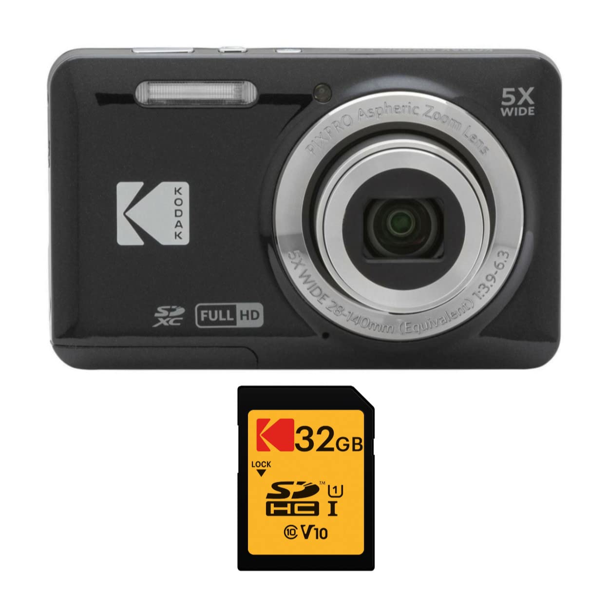 Cámara Digital Kodak Pixpro Friendly Zoom Fz55 Negra Con 32 Gb - Venta Internacional.