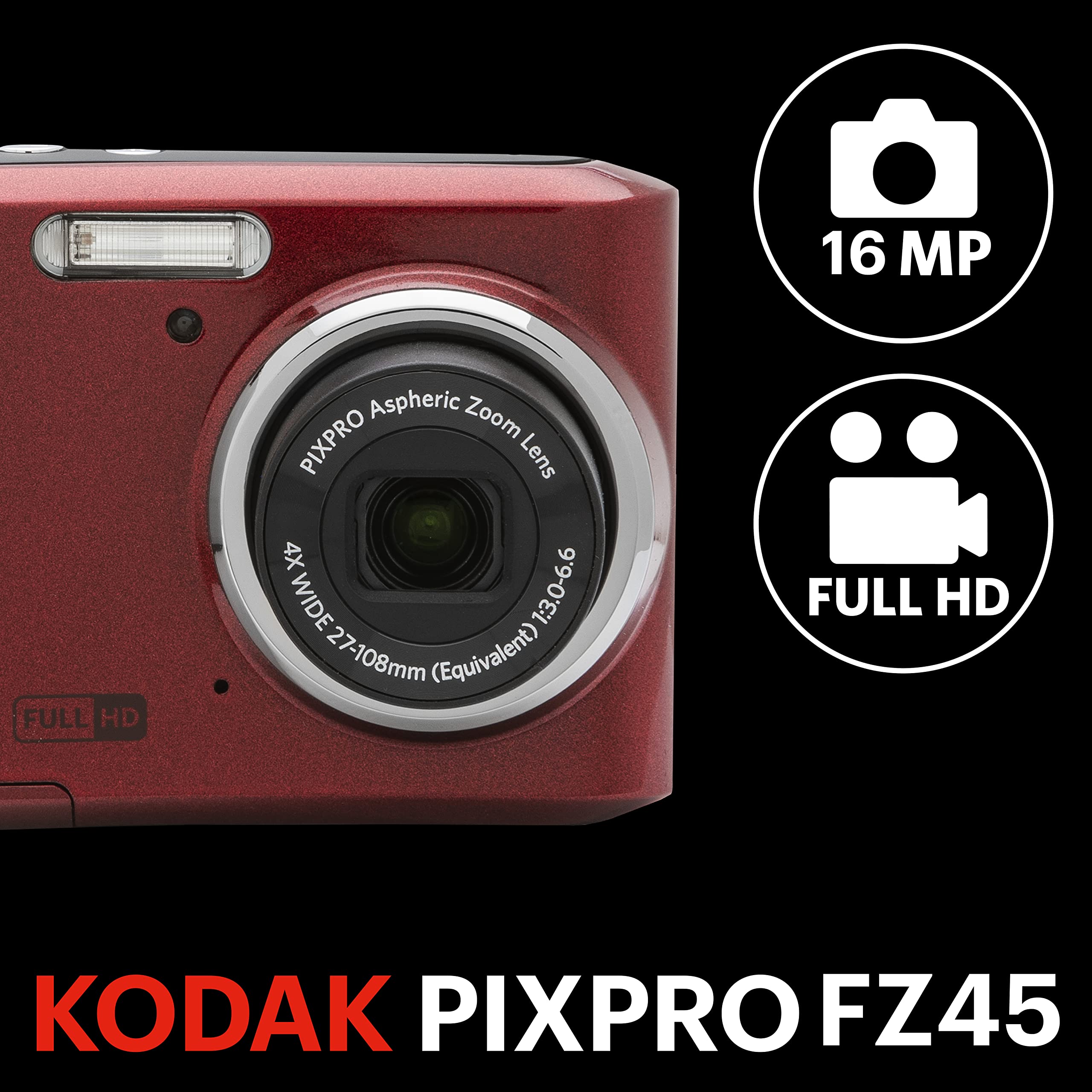 Foto 2 | Cámara Digital Kodak Pixpro Friendly Zoom Fz45-rd 16mp Roja - Venta Internacional.