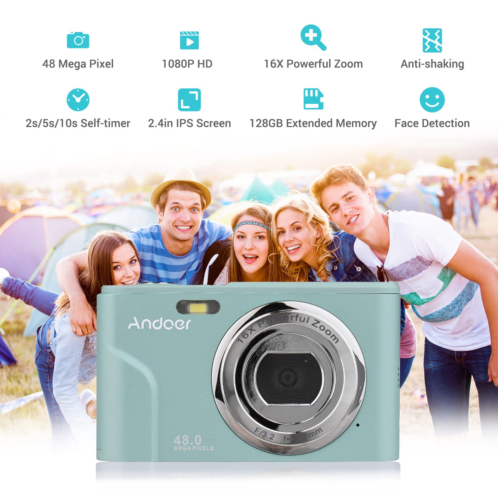 Foto 2 | Cámara Digital Andoer Portable 48mp 1080p Pantalla Ips De 2.4 Pulgadas - Venta Internacional.