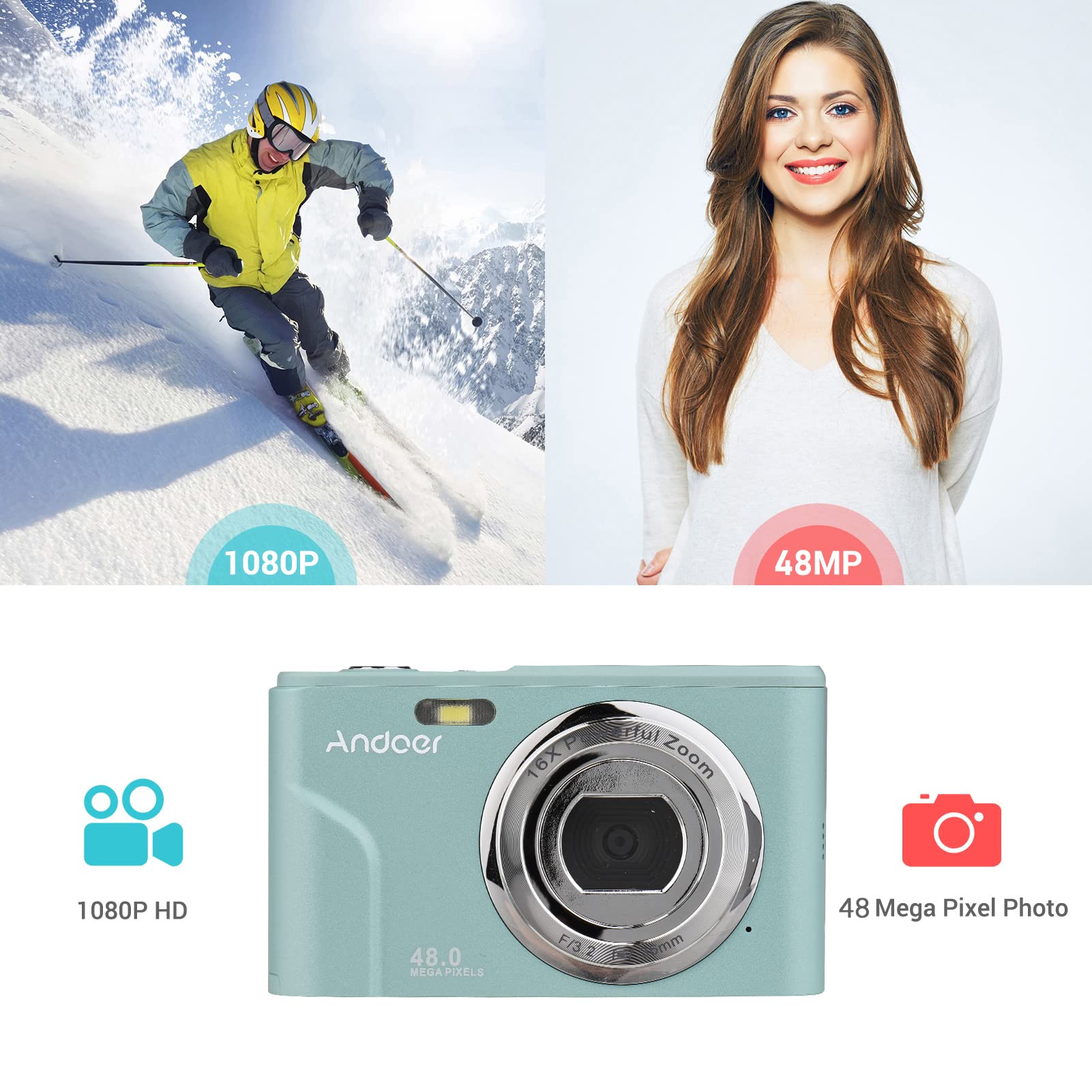 Foto 7 | Cámara Digital Andoer Portable 48mp 1080p Pantalla Ips De 2.4 Pulgadas - Venta Internacional.