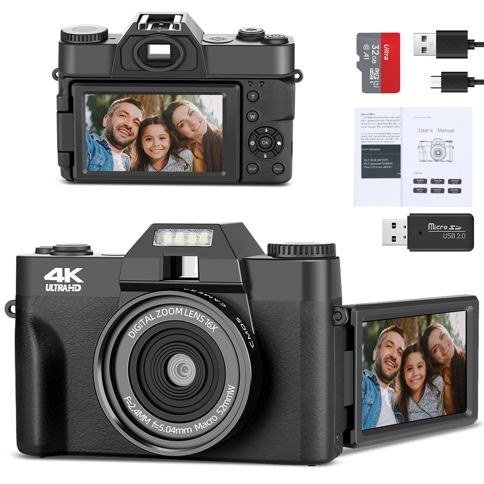 Foto 1 | Cámara Digital Genérica 4k 48mp Para Vlogs Con Pantalla Abatible Wifi - Venta Internacional.