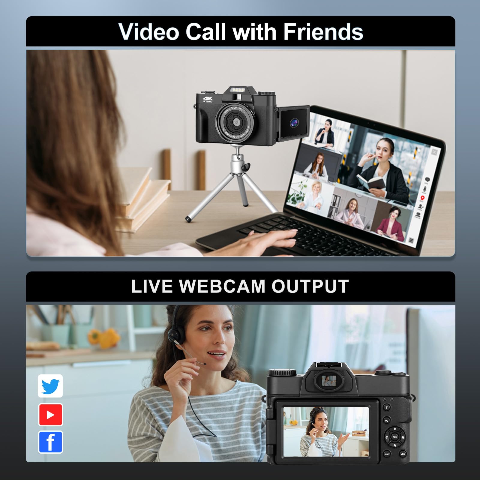 Foto 6 pulgar | Cámara Digital Genérica 4k 48mp Para Vlogs Con Pantalla Abatible Wifi - Venta Internacional.
