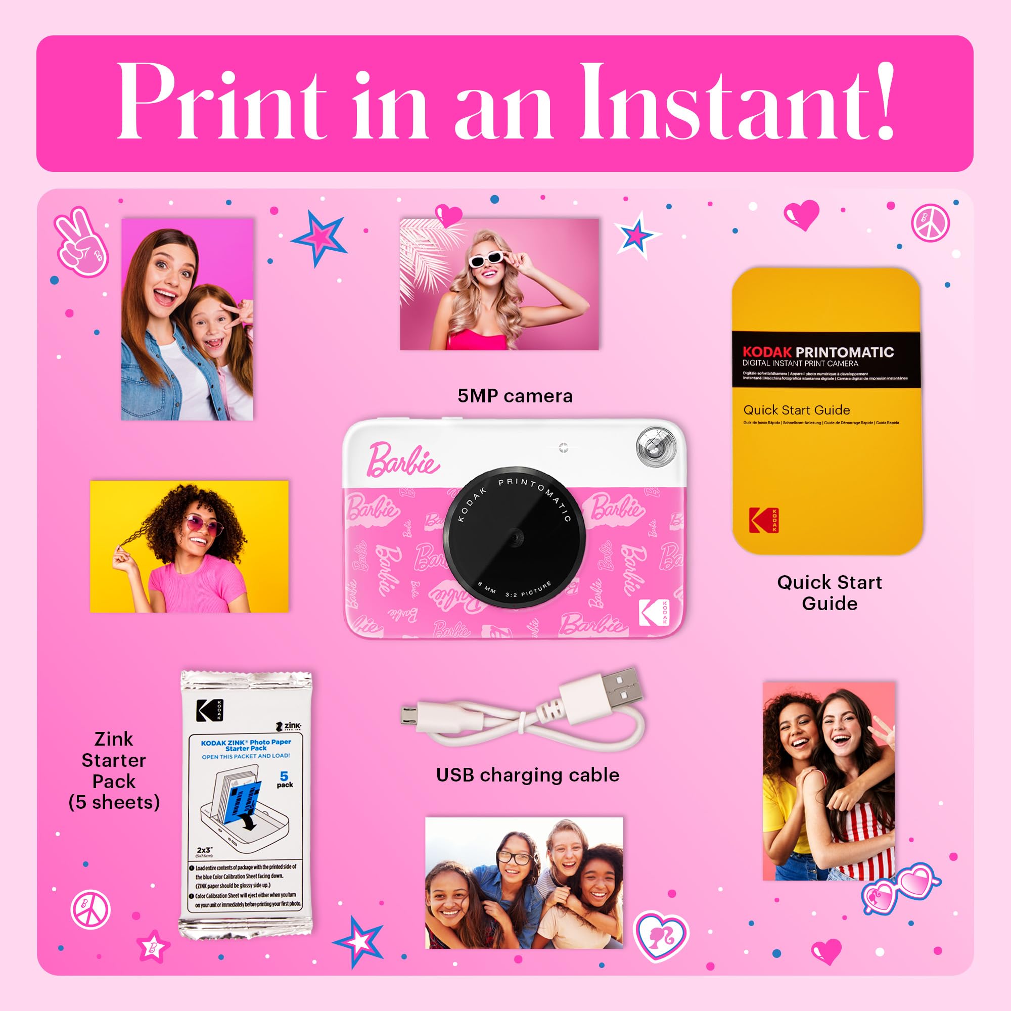Foto 4 pulgar | Cámara Digital Kodak Printomatic Barbie De 5 Mp Con Fotografía De 2 X 3 Pulgadas - Venta Internacional.