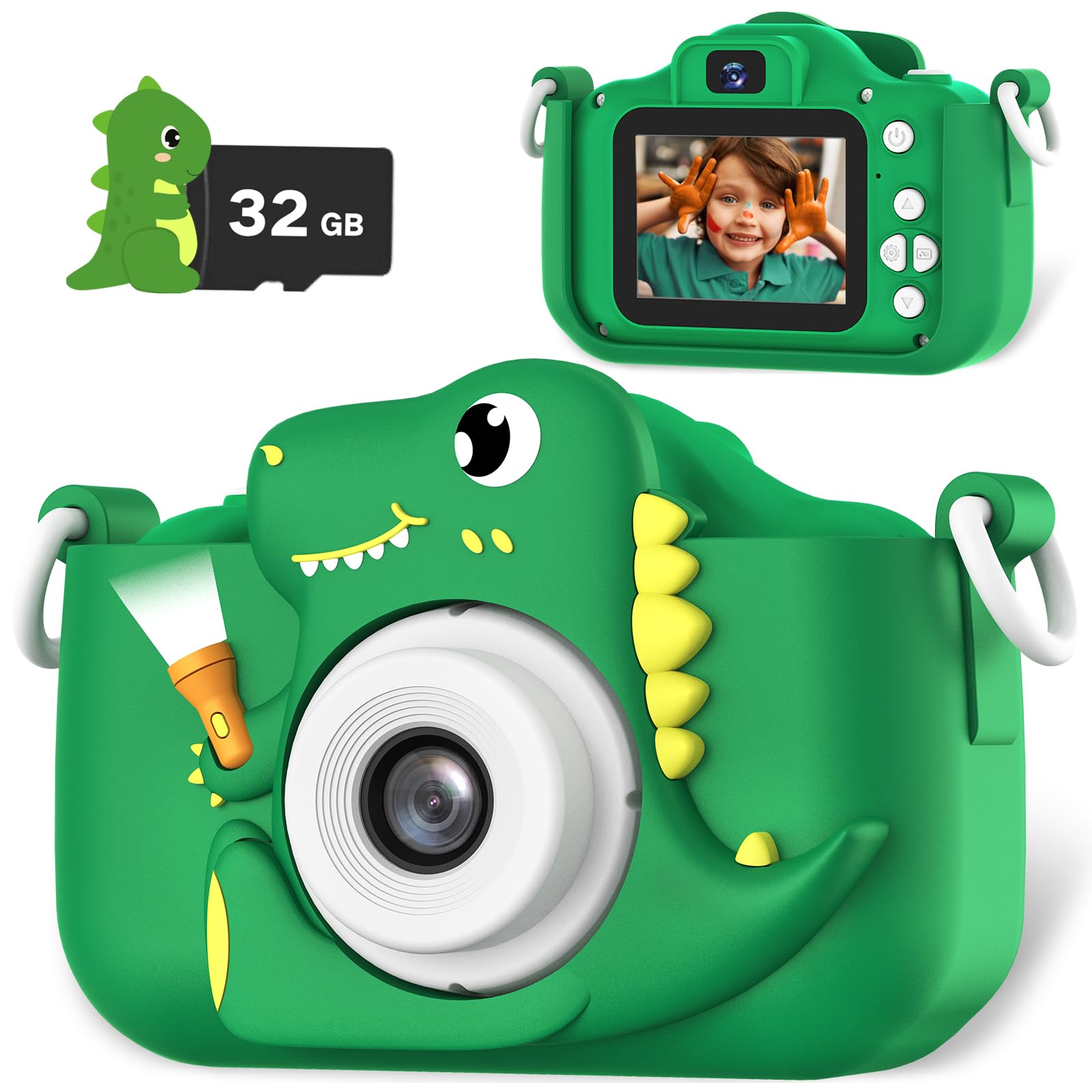 Foto 2 pulgar | Cámara Infantil Outuvas Dinosaur 12mp 1080p Hd 32gb Verde 3-12y - Venta Internacional.