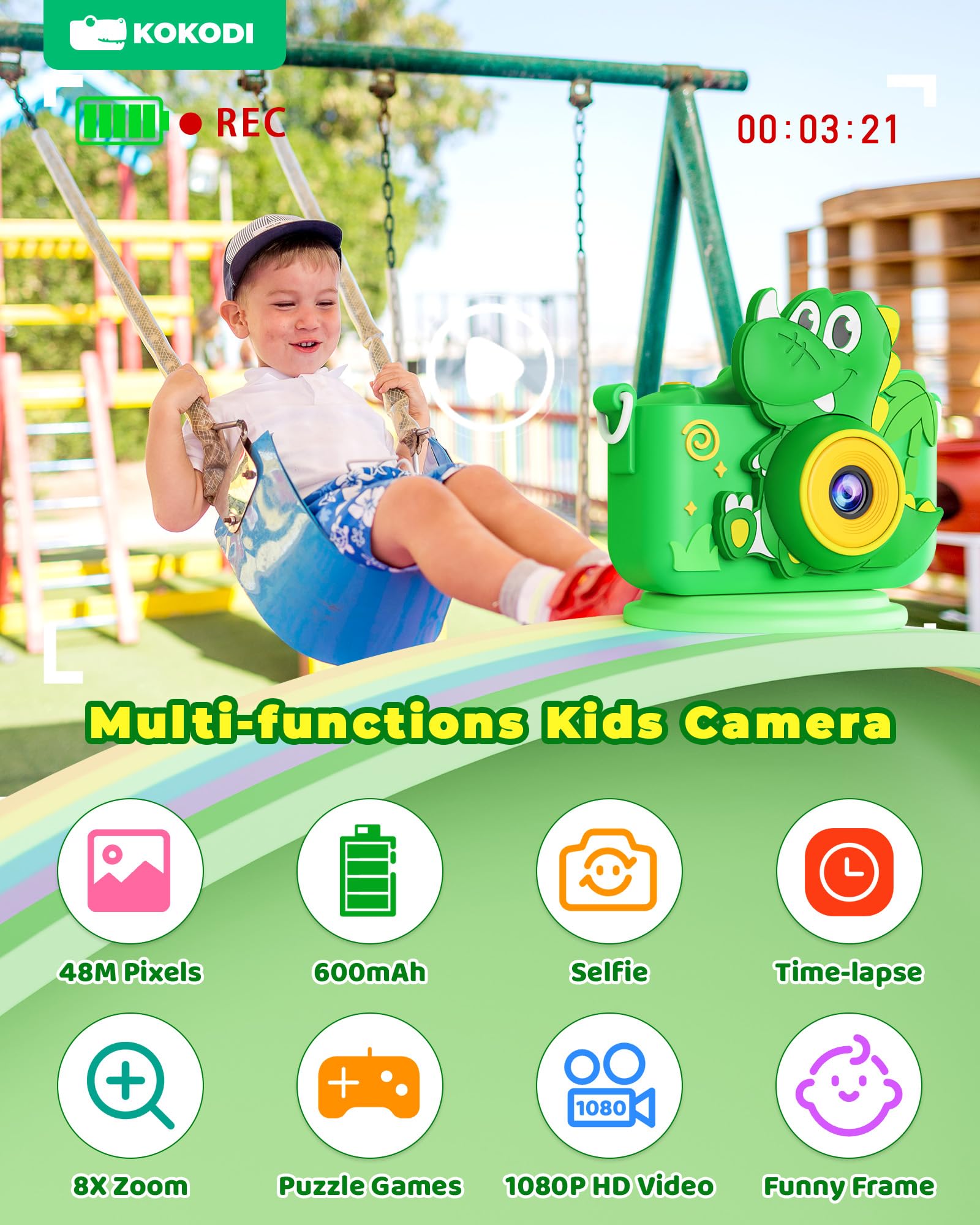 Foto 5 pulgar | Cámara Digital Kokodi Kids 48mp 1080p Hd Video 3-12 Años - Venta Internacional.