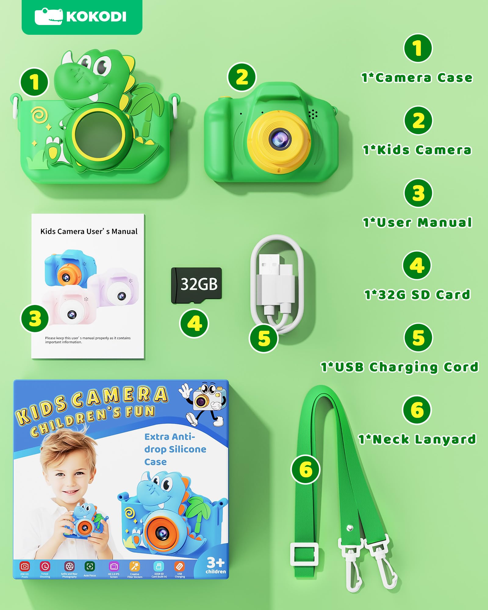 Foto 5 | Cámara Digital Kokodi Kids 48mp 1080p Hd Video 3-12 Años - Venta Internacional.