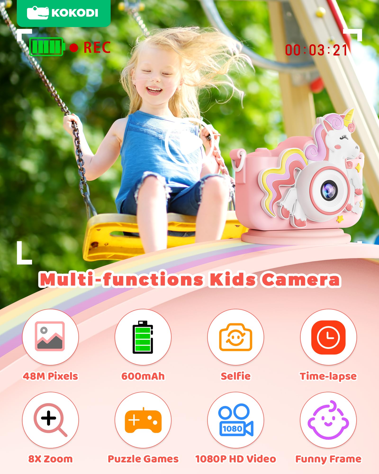 Foto 5 pulgar | Cámara Kokodi Digital Para Niños, 48 Mp, 1080p Hd, 32 Gb, Tarjeta Sd - Venta Internacional.