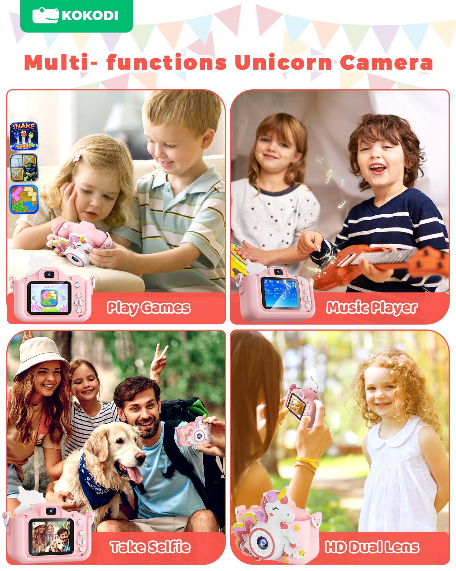 Foto 7 pulgar | Cámara Kokodi Digital Para Niños, 48 Mp, 1080p Hd, 32 Gb, Tarjeta Sd - Venta Internacional.