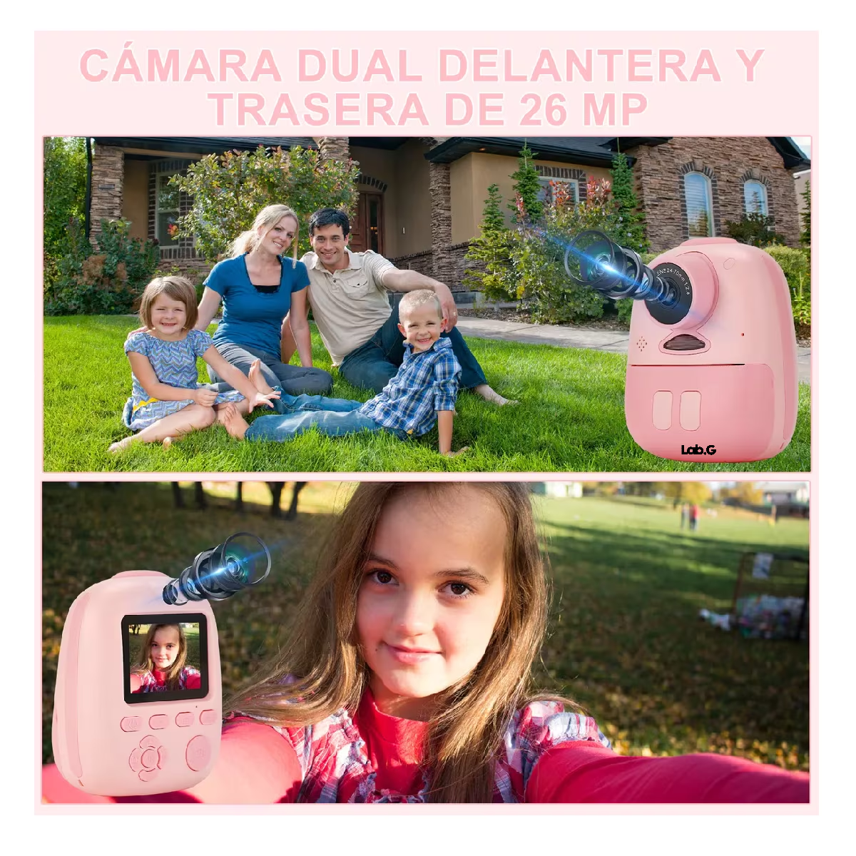 Foto 5 pulgar | Cámara Digital Hd Lab.g Para Niños Fotos Imprimibles Tarjeta 32gb Rosa