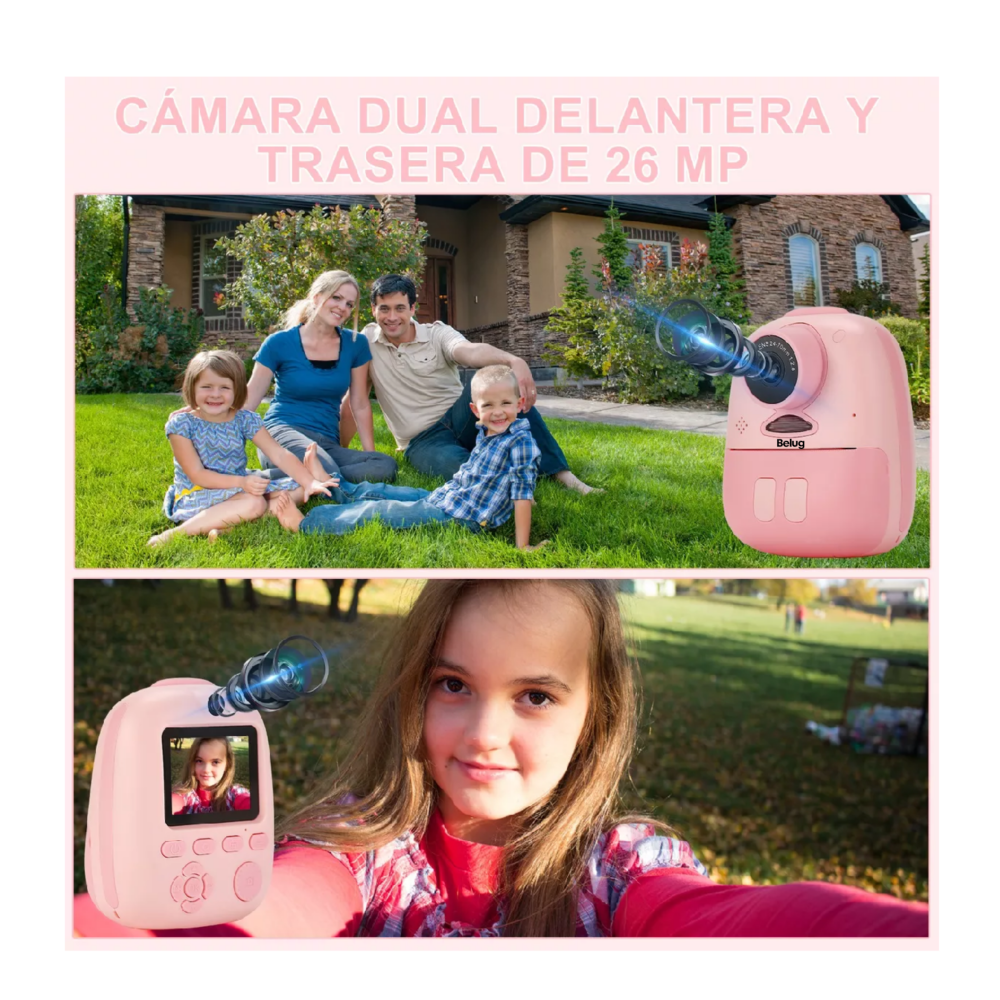 Foto 5 pulgar | Cámara Digital Hd Para Niños Fotos Imprimibles Tarjeta 32gb Belug Rosa
