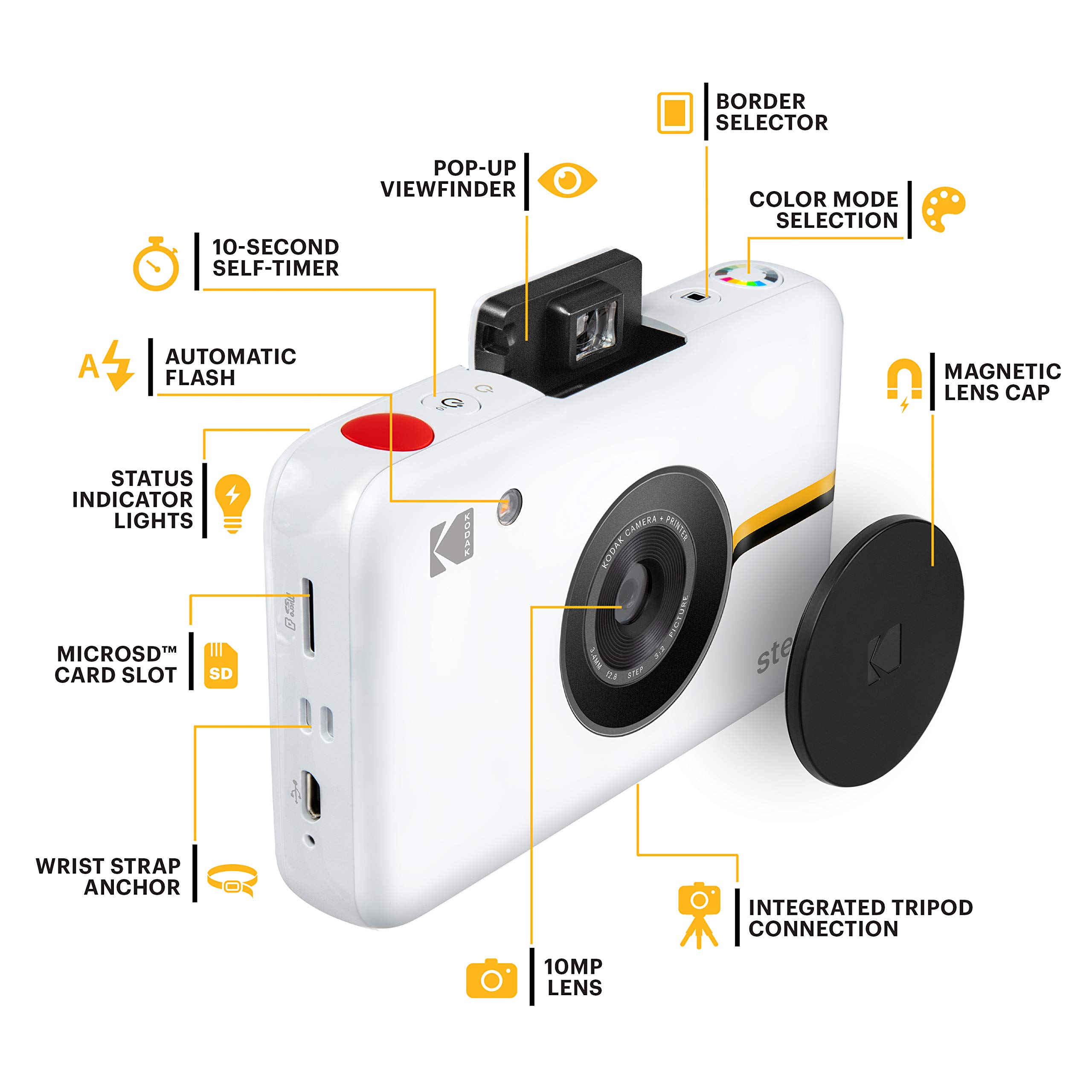 Foto 5 | Cámara Instantánea Kodak Step Con Sensor De Imagen De 10 Mp, Color Blanco - Venta Internacional.