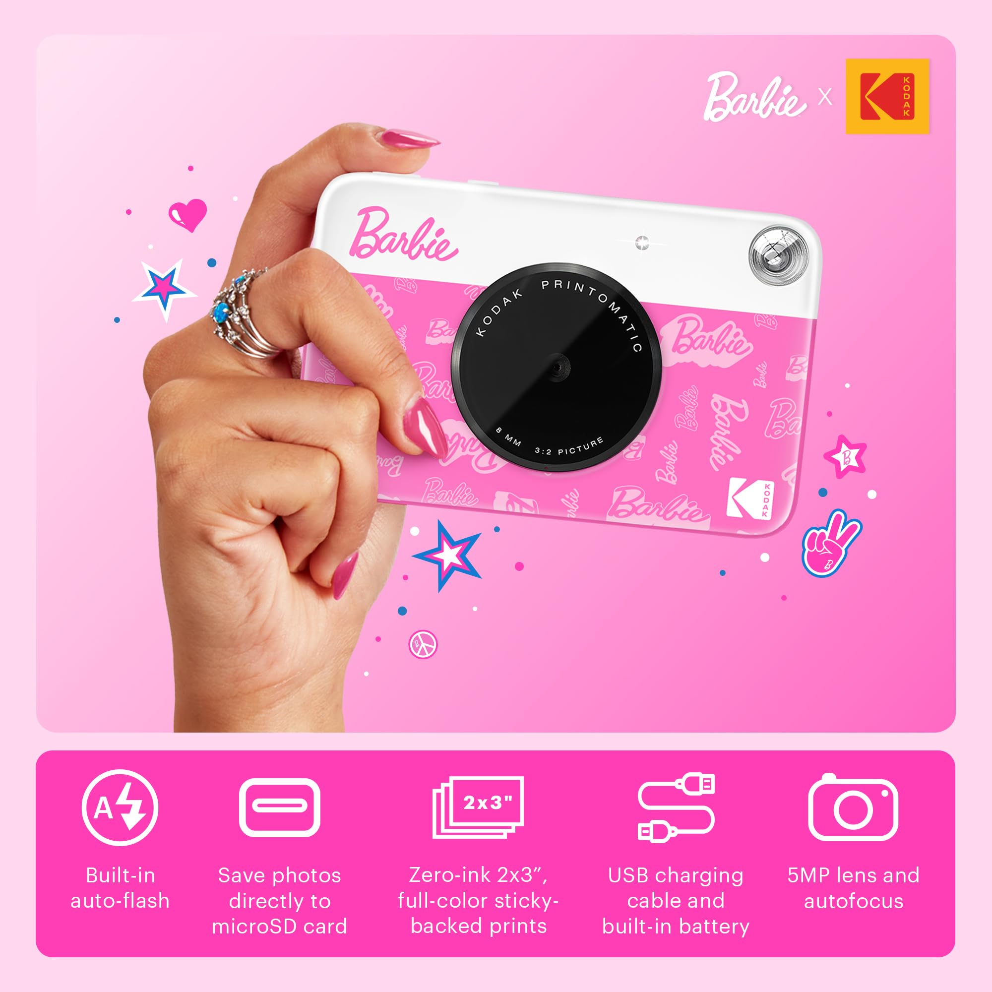 Foto 2 | Cámara Digital Kodak X Barbie Printomatic Con Accesorios - Venta Internacional.