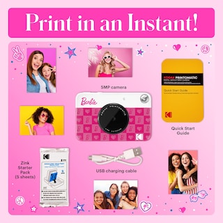 Foto 3 | Cámara Digital Kodak X Barbie Printomatic De 5 Mp Con Papel Zincado - Venta Internacional.