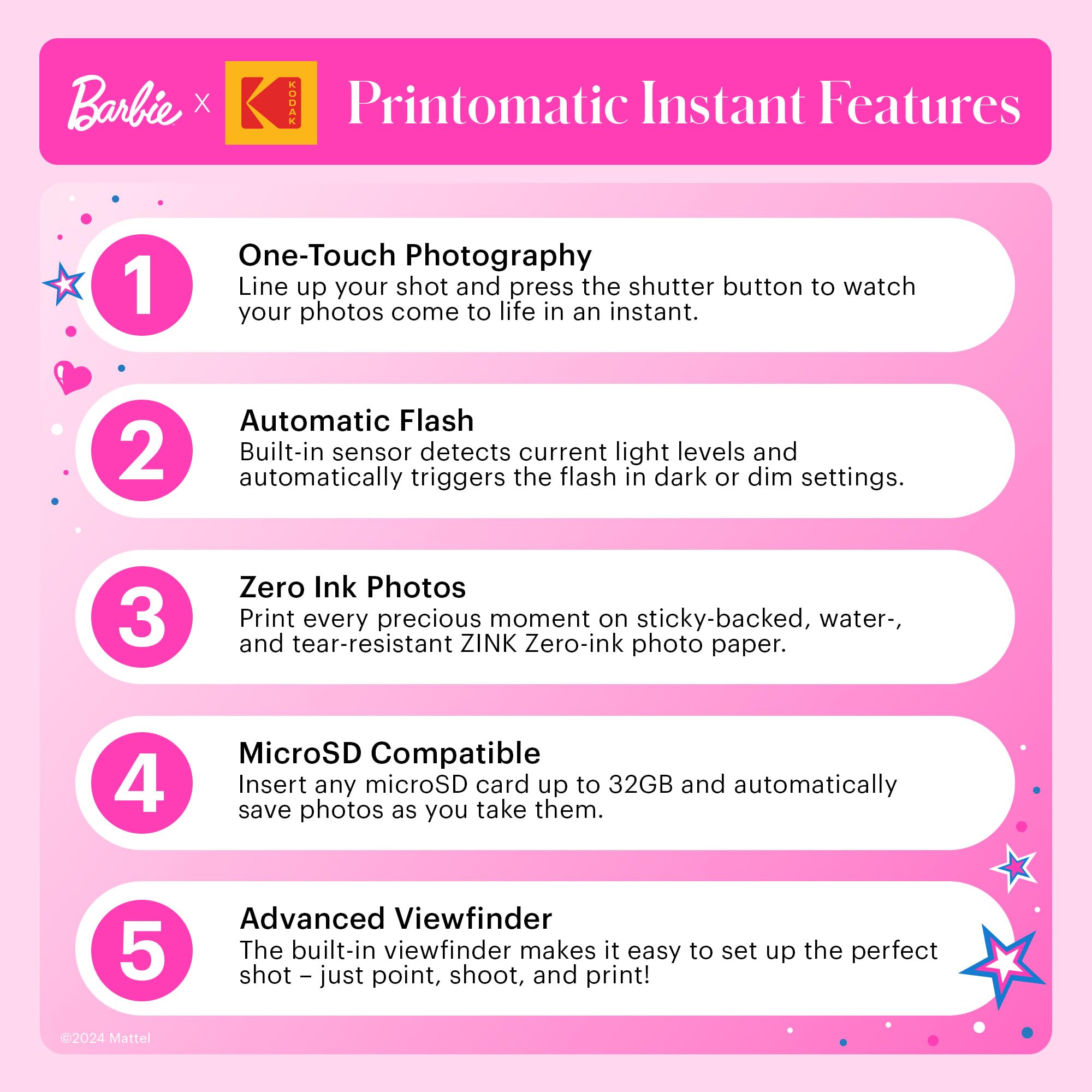 Foto 6 | Cámara Digital Kodak X Barbie Printomatic De 5 Mp Con Papel Zincado - Venta Internacional.