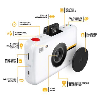 Foto 2 | Cámara Instantánea Kodak Step Con Sensor De Imagen De 10 Mp, Color Blanco Y Paquete - Venta Internacional.
