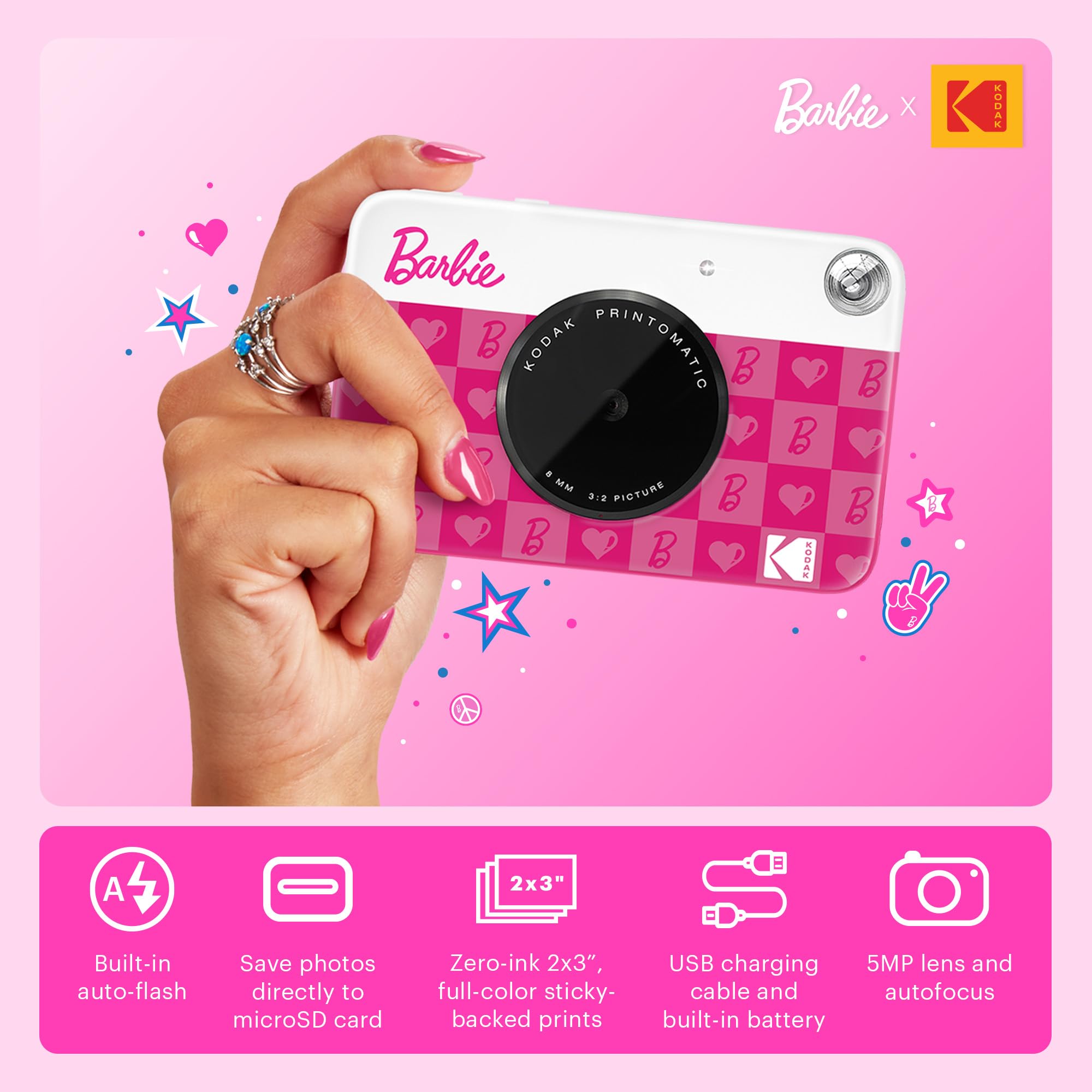 Foto 3 pulgar | Cámara Digital Kodak X Barbie Printomatic Con Estuche Y Álbum - Venta Internacional.