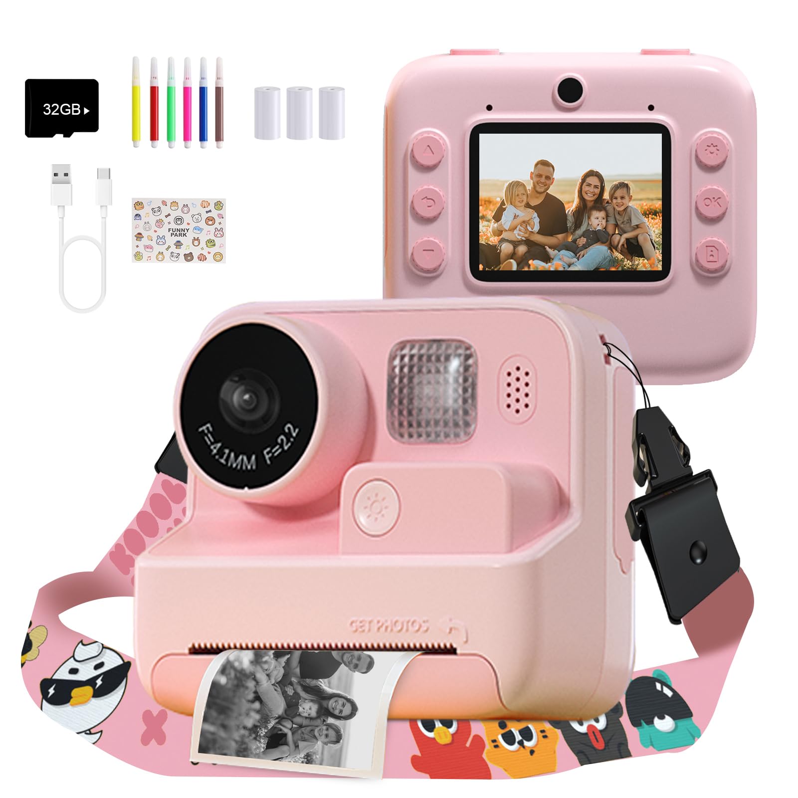 Cámara Infantil Mafiti Instant Print 48mp Selfie 1080p Video Rosa - Venta Internacional.