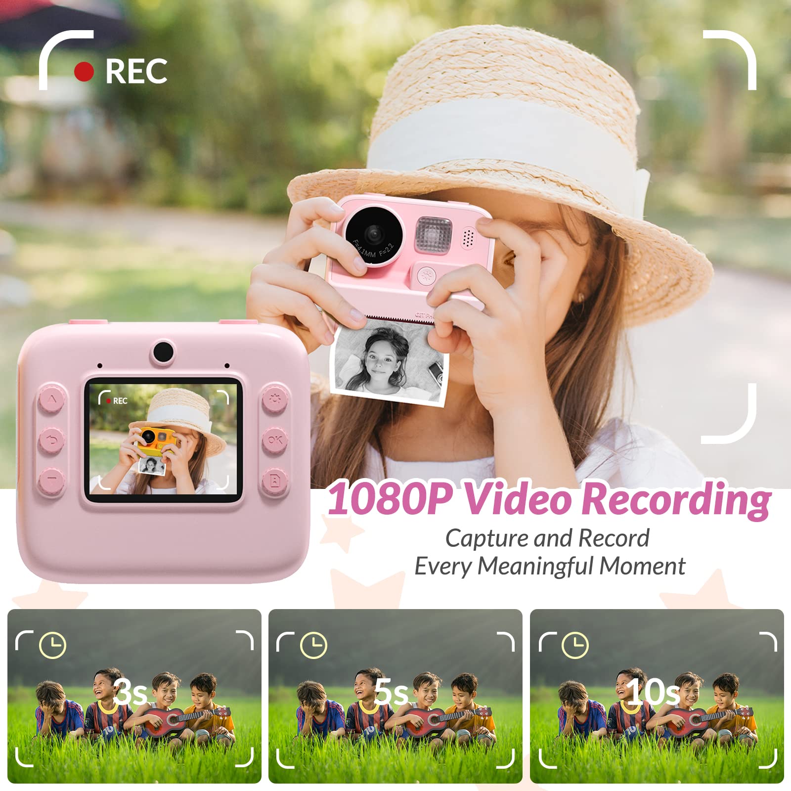 Foto 5 pulgar | Cámara Infantil Mafiti Instant Print 48mp Selfie 1080p Video Rosa - Venta Internacional.