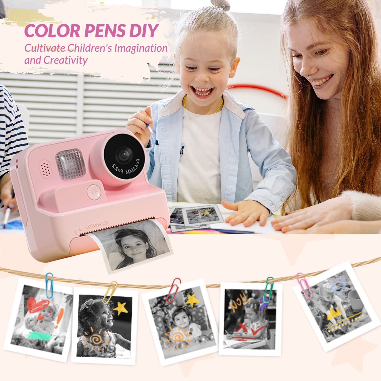 Foto 8 pulgar | Cámara Infantil Mafiti Instant Print 48mp Selfie 1080p Video Rosa - Venta Internacional.