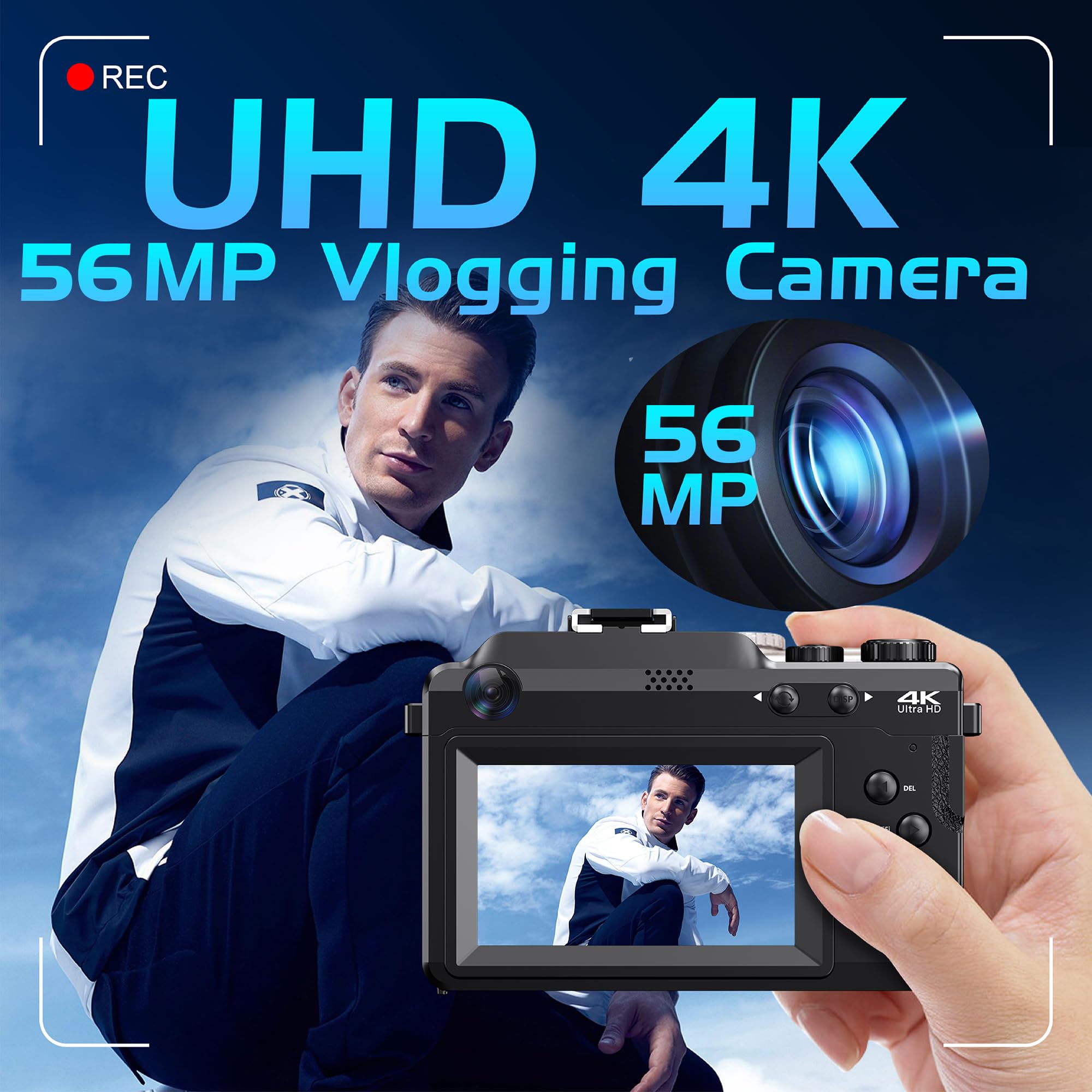 Foto 3 pulgar | Cámara Camcordy 4k De 56 Mp Con Zoom De 18x, Wifi, Tarjeta Tf De 64 Gb, 2 Baterías - Venta Internacional.