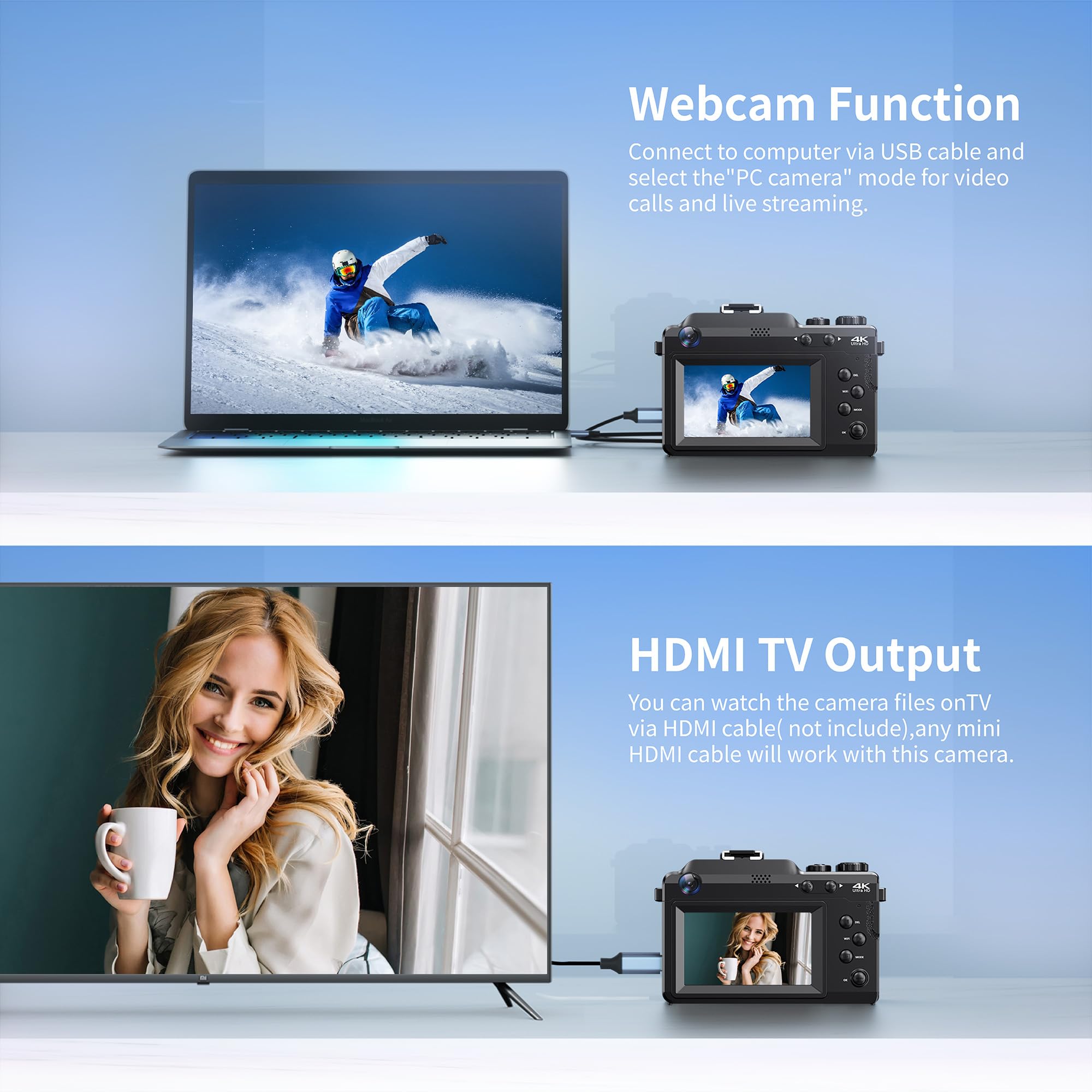 Foto 5 | Cámara Camcordy 4k De 56 Mp Con Zoom De 18x, Wifi, Tarjeta Tf De 64 Gb, 2 Baterías - Venta Internacional.