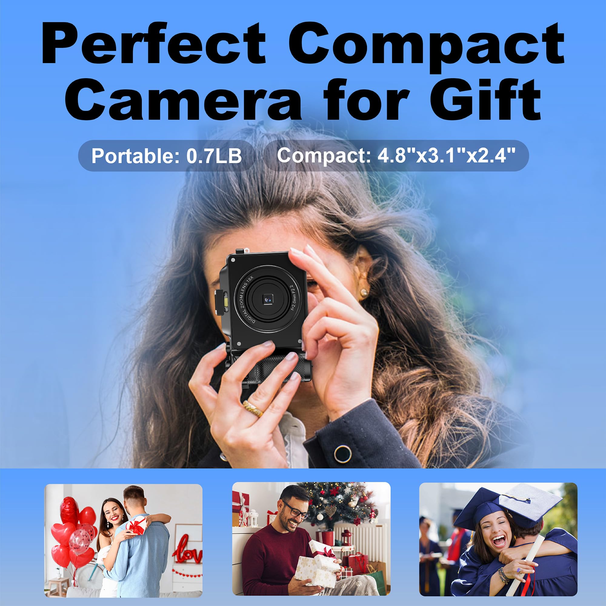 Foto 7 pulgar | Cámara Camcordy 4k De 56 Mp Con Zoom De 18x, Wifi, Tarjeta Tf De 64 Gb, 2 Baterías - Venta Internacional.