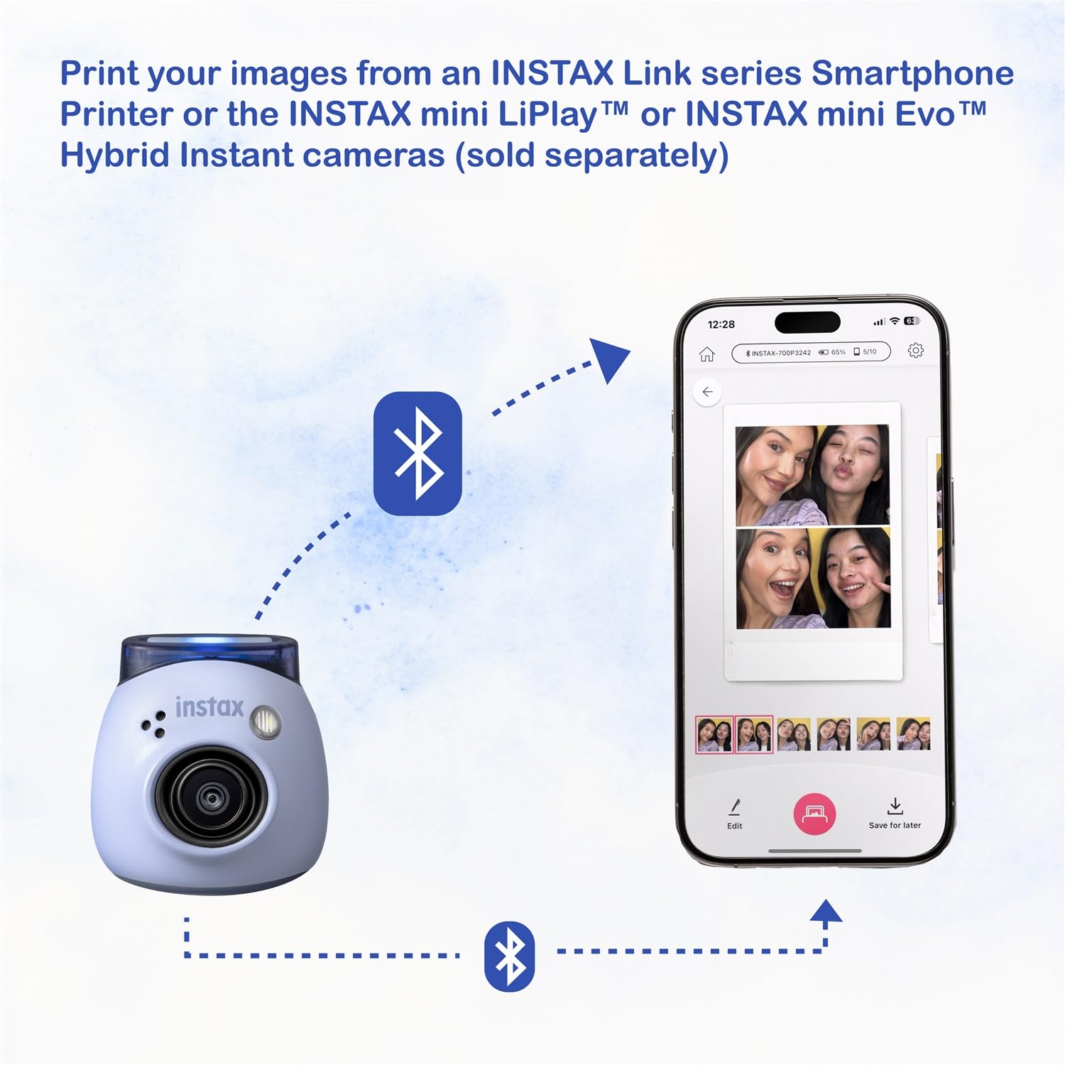 Foto 8 pulgar | Cámara Digital Fujifilm Instax Pal Azul Lavanda Con Sd De 32 Gb - Venta Internacional.